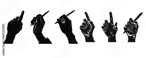 silhouette set of hand gestures showing finger signs