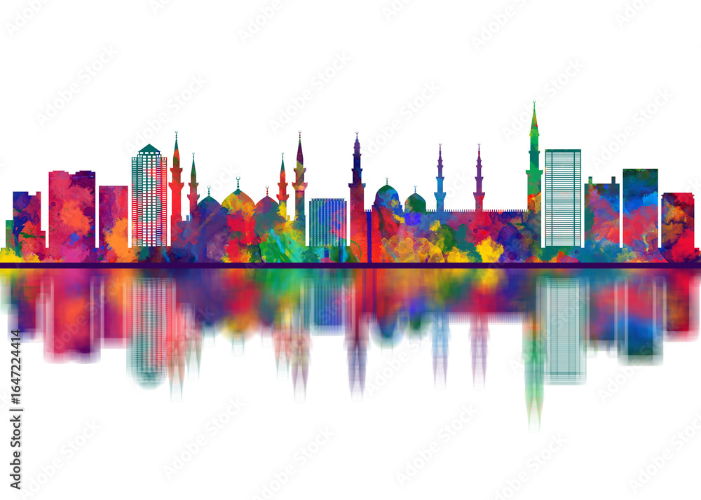 Obraz premium Medina Saudi Arabia Skyline. Cityscape Skyscraper Buildings Landscape City Downtown Abstract Landmarks Travel Art