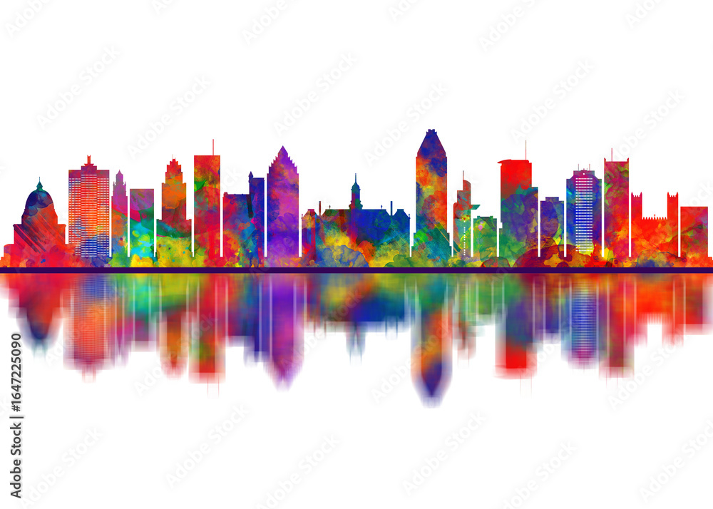 Obraz premium Montreal Skyline. Cityscape Skyscraper Buildings Landscape City Downtown Abstract Landmarks Travel Art