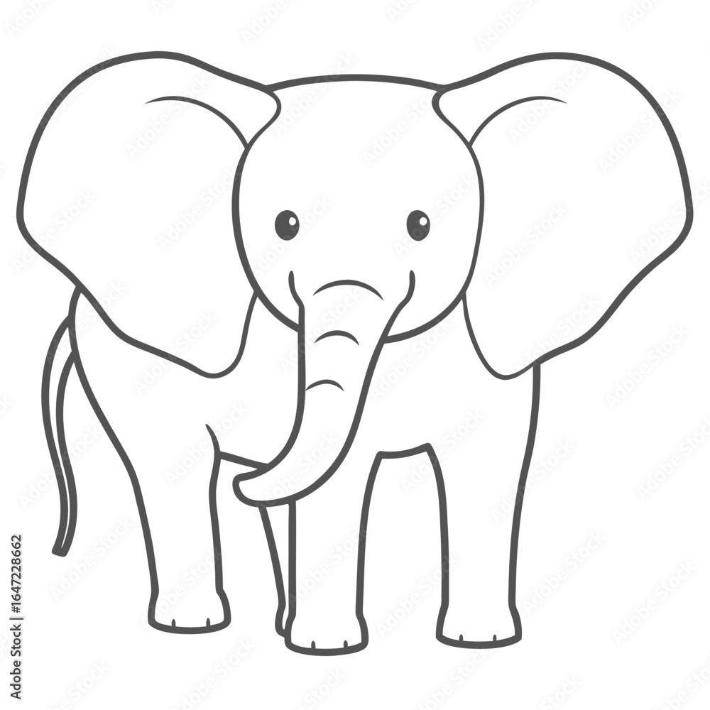 Naklejka premium cute elephant outline for kids coloring book 