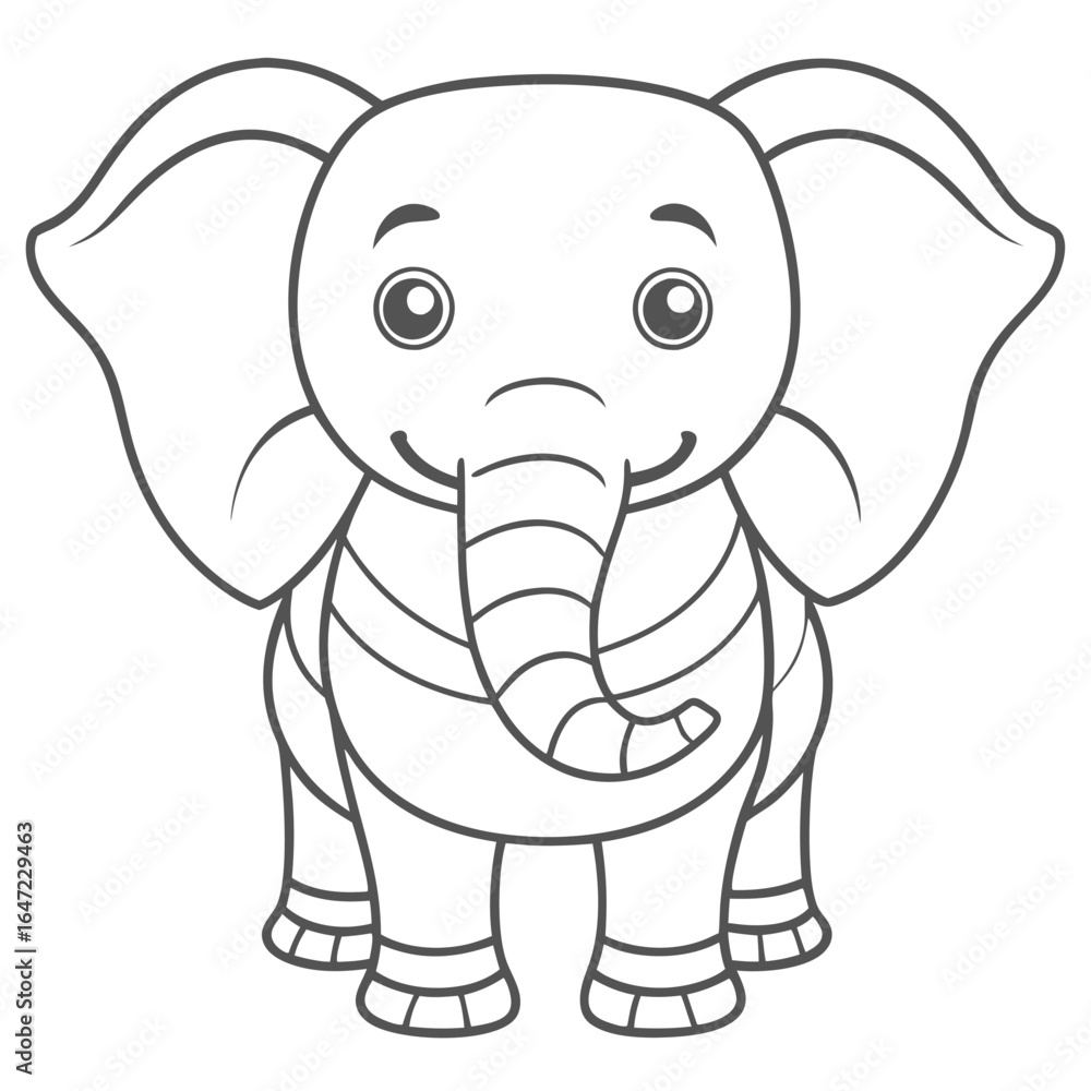 Naklejka premium cute elephant outline for kids coloring book 