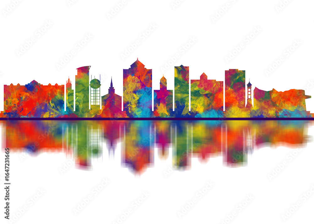 Fototapeta premium Overland Park Kansas Skyline. Cityscape Skyscraper Buildings Landscape City Downtown Art