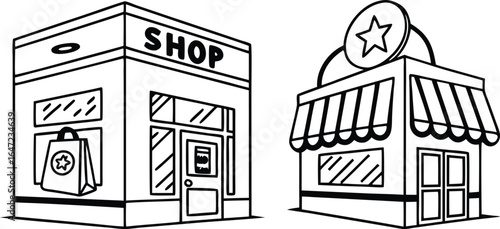 Modern shop storefronts showcasing retail business concepts with inviting designs and commercial appeal