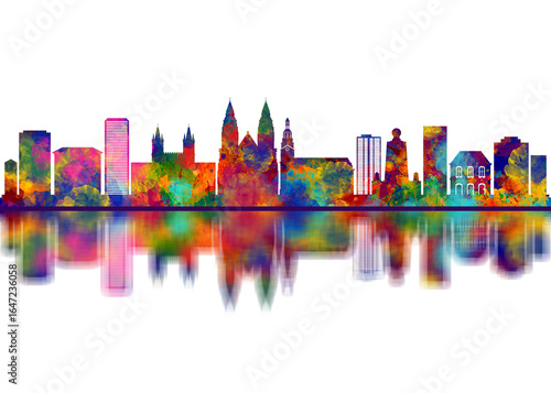 Quito Ecuador Skyline. Cityscape Skyscraper Buildings Landscape City Downtown Art