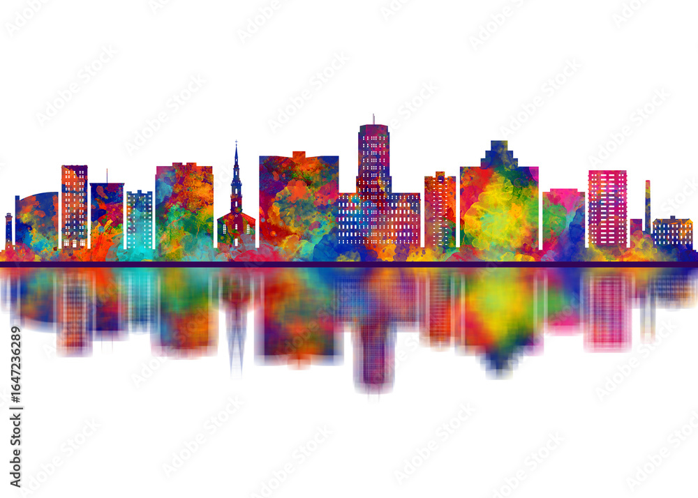 Obraz premium Reading Pennsylvania Skyline. Cityscape Skyscraper Buildings Landscape City Downtown Art