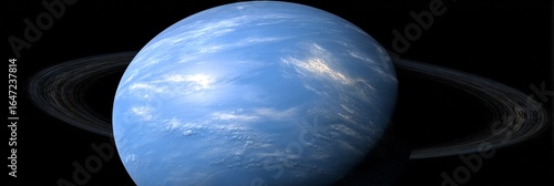 RAPPRESENTAZIONE DIGITALE DI NETTUNO: ATMOSFERA, NUVOLE, CIELO BLU