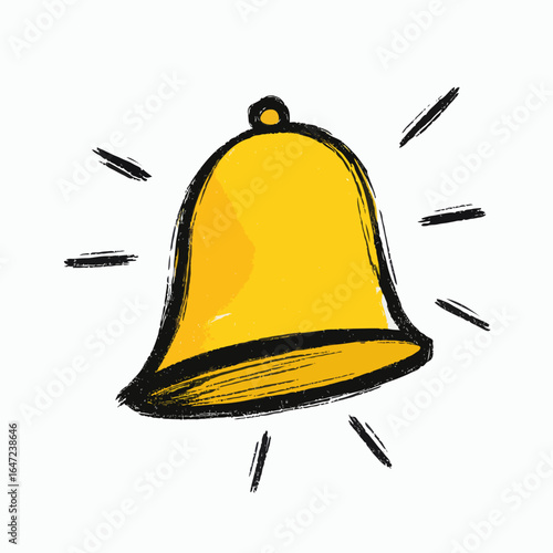 Golden bell illustration with notification light surrounding it