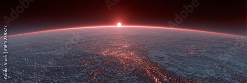 ALBA SPAZIALE ROSSO CREMISI SU PIANETA TERRESTRE