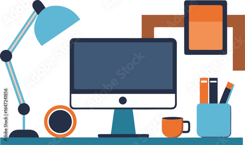 Modern Vector Illustration of an Organised Office Workspace