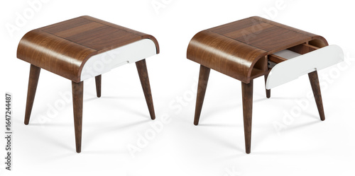 wooden coffee table isolated on white background 