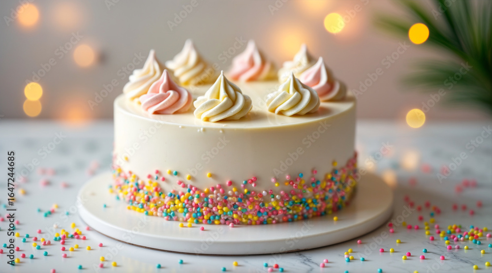Festive Celebration Cake with Colorful Sprinkles Festive Celebration Cake with Colorful Sprinkles