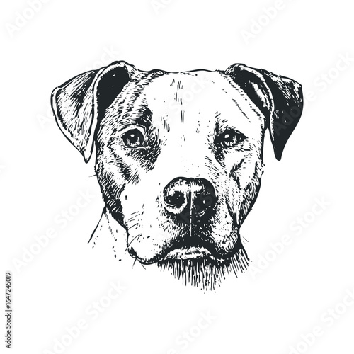 Detailed Sketch of a Dog's Head with Expressive Eyes and Drooping Ears