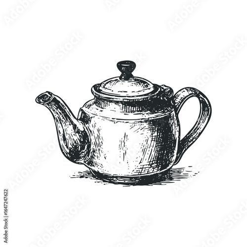 Vintage Metal Teapot with Handle and Spout