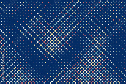 Colorful polka dots seamless pattern on white 2 background. Pleasing classic colorful polka dots textile pattern. Seamless scattered confetti fall chaotic decor. Abstract vector illustration.