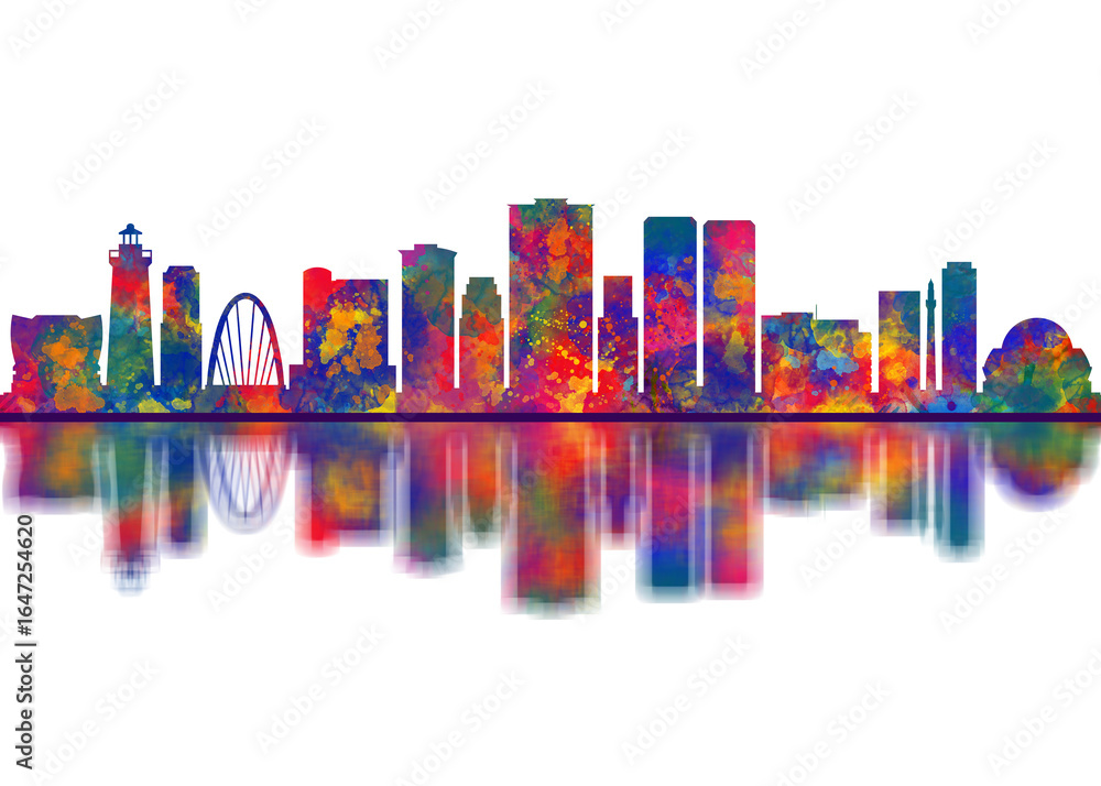 Obraz premium Tijuana Mexico Skyline. Cityscape Skyscraper Buildings Landscape City Downtown Abstract Landmarks Travel Art