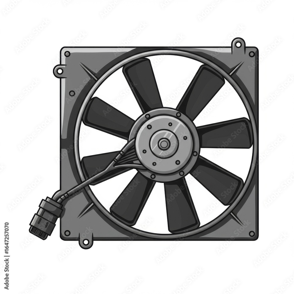 Obraz premium Gray Metal Square Cooling Fan Pixel Art Illustration