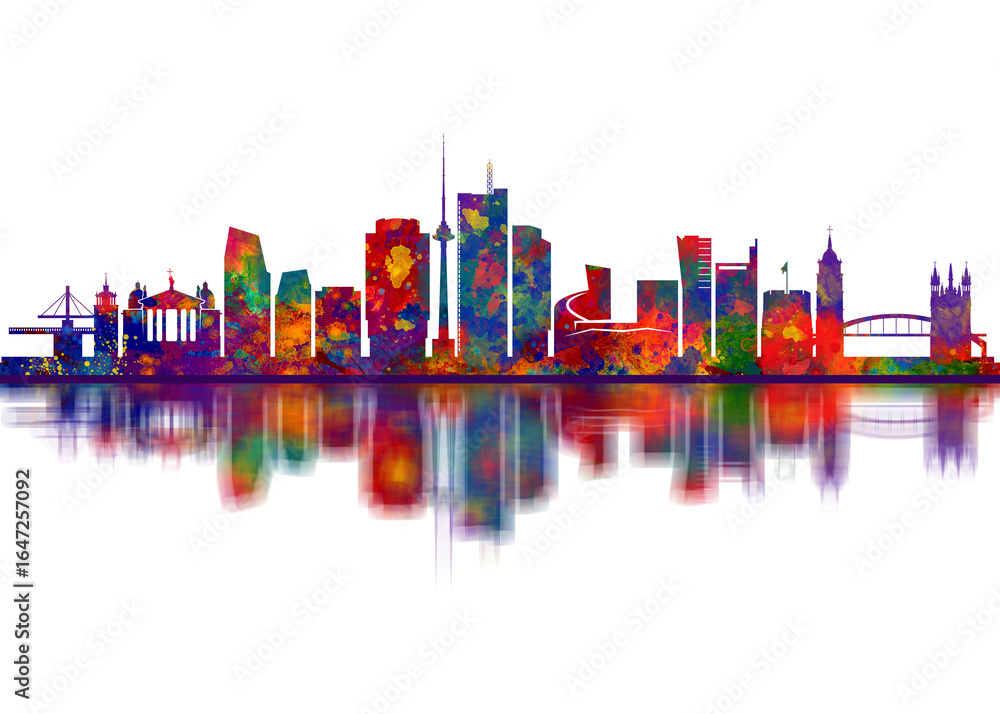 Fototapeta premium Vilnius Lithuania Skyline. Cityscape Skyscraper Buildings Landscape City Downtown Abstract Landmarks Travel Art