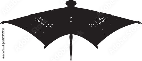 Abstract black and white vector background with a silhouette of a businessman holding an umbrella for protection from a downpour