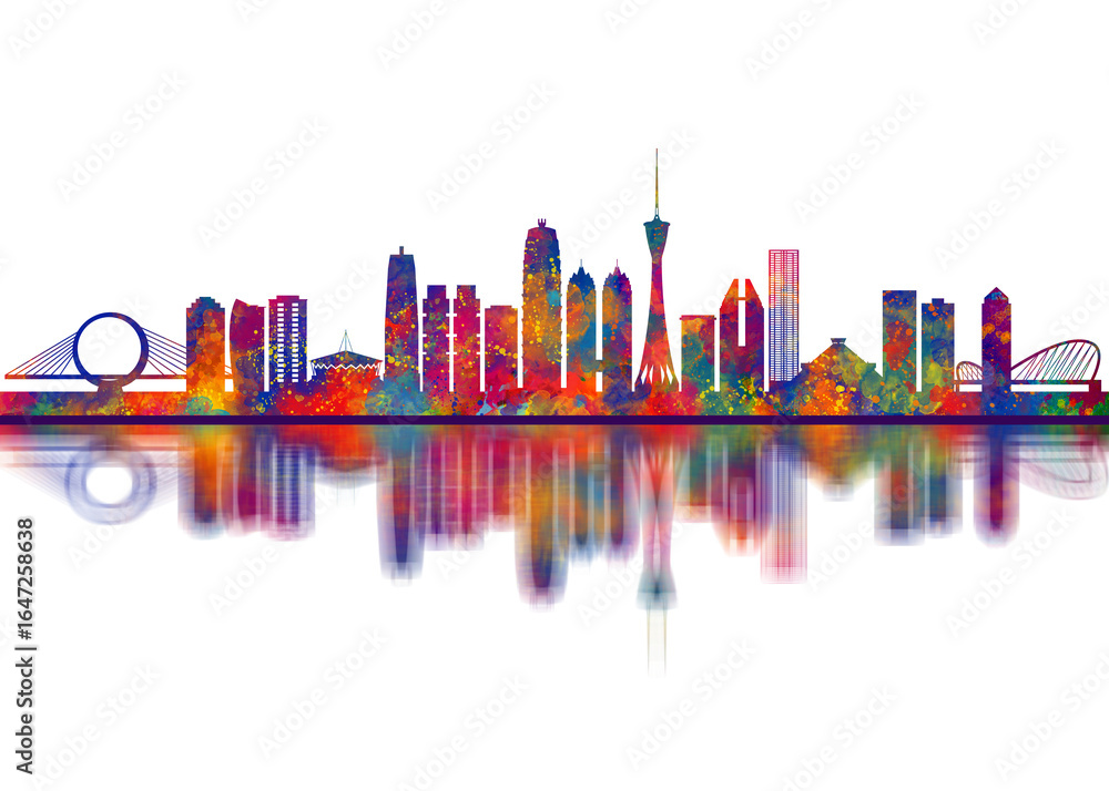 Obraz premium Zhengzhou China Skyline. Cityscape Skyscraper Buildings Landscape City Downtown Abstract Landmarks Travel Art