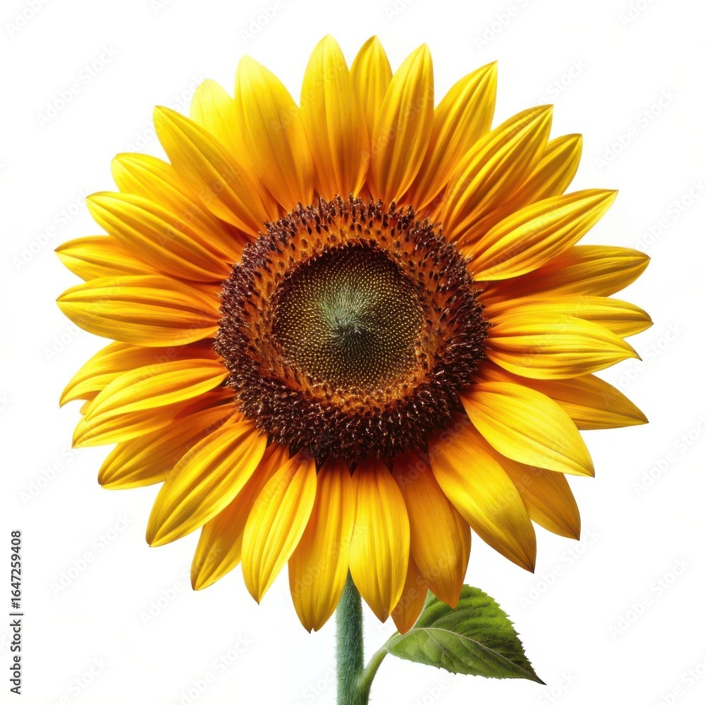 Fototapeta premium Vibrant yellow sunflower bloom with detailed petals and center