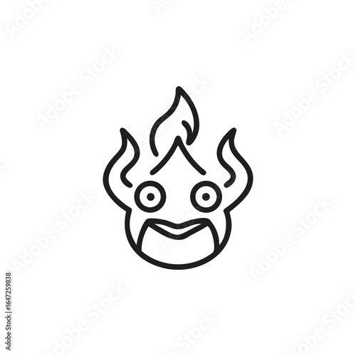 Simple Line Art Icon of a Fiery Creature or Monster Head demon devil