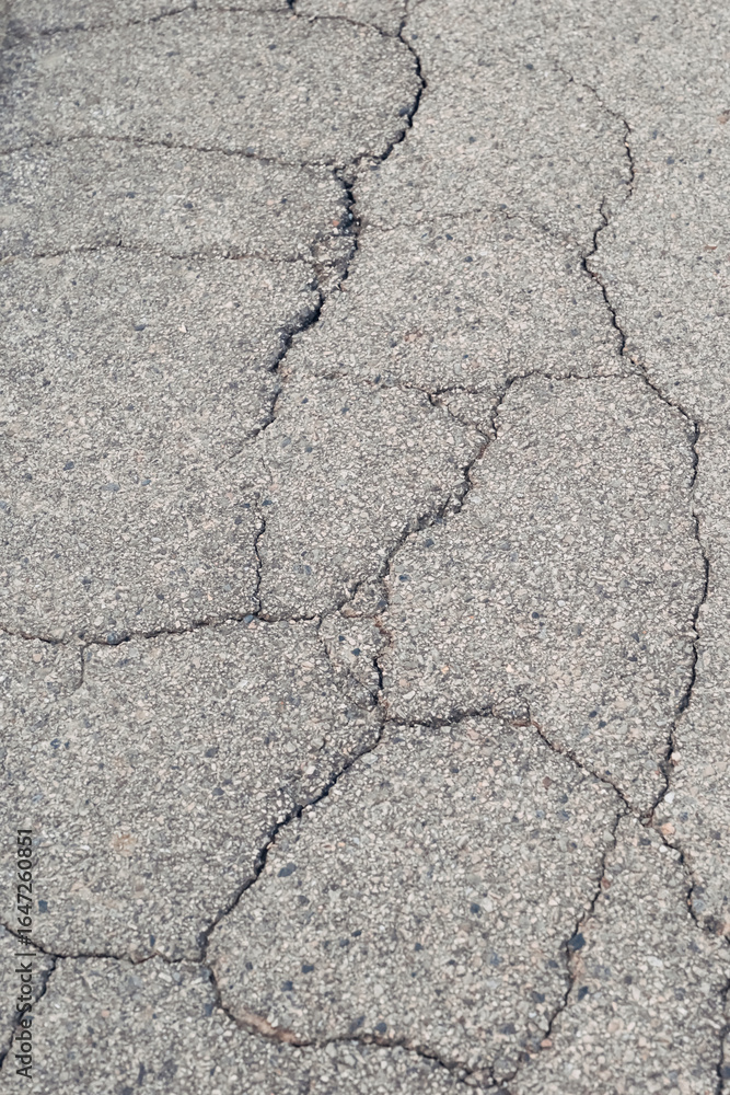 Fototapeta premium The cracked pavement is a reflection of the city's neglect