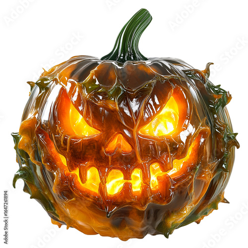 Glowing Halloween pumpkin with eerie, vibrant eyes ready for spooky season celebrations and festive decorations