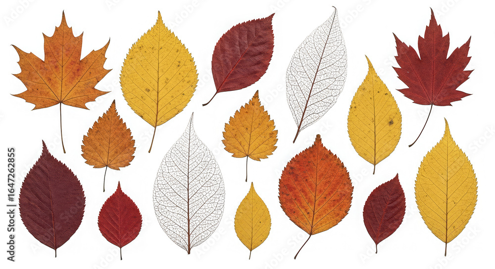 Fototapeta premium Autumn Leaves Collection Colorful Dried Foliage