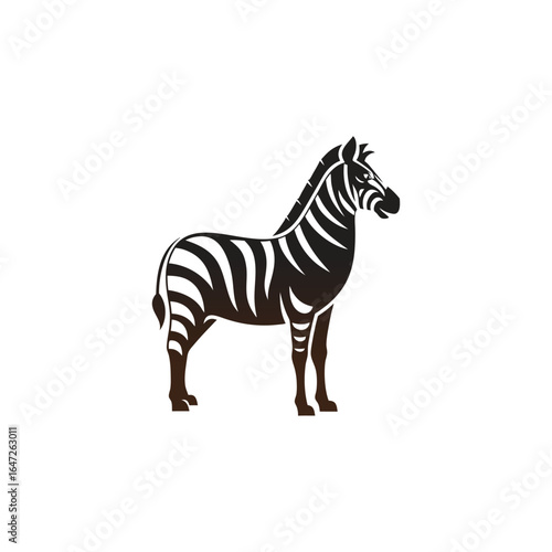 Stylized Silhouette of a Standing Zebra with Black and White Stripes animal wildlife