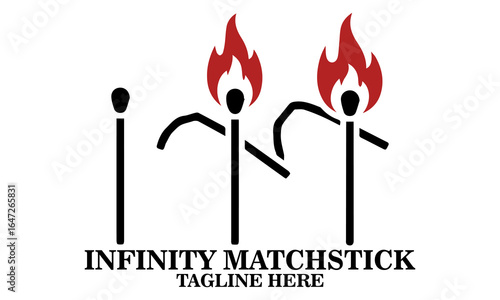 Infinity matchstick icon. Infinity matchstick vector illustration and infinity matchstick logo design