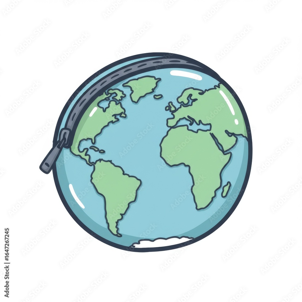 Naklejka premium Pixel Art Globe With Zipper