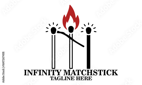 Infinity matchstick icon. Infinity matchstick vector illustration and infinity matchstick logo design