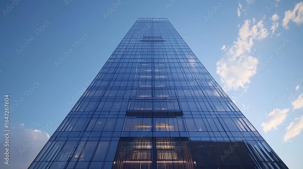 Fototapeta premium Modern skyscraper, glass facade, high-rise building, architectural design