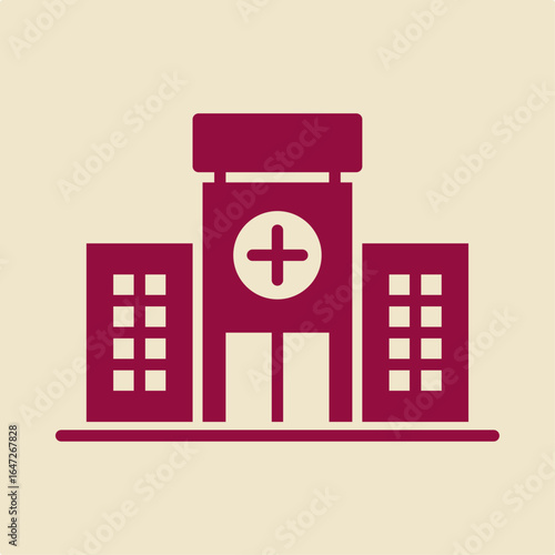Hospital building red trendy useful vector Illustration design lovely colorful background