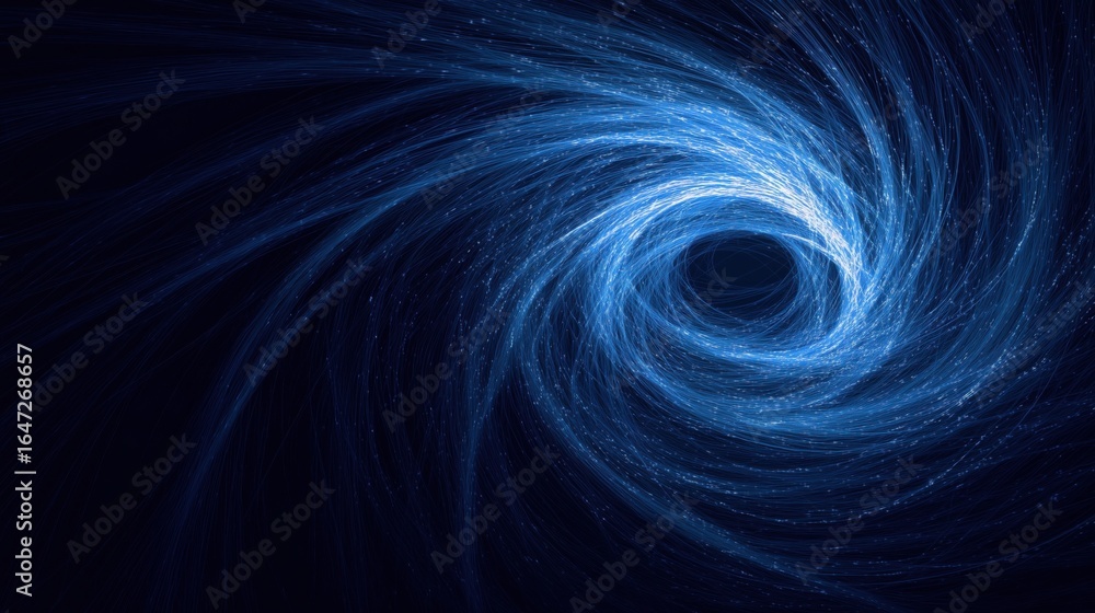 Fototapeta premium Spiraling Blue Light Vortex in Digital Space