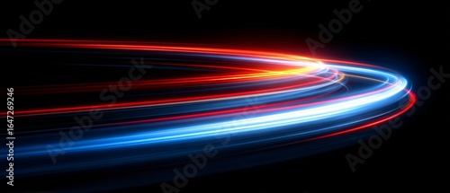 ネオンカラーの光の軌跡のアブストラクトな背景