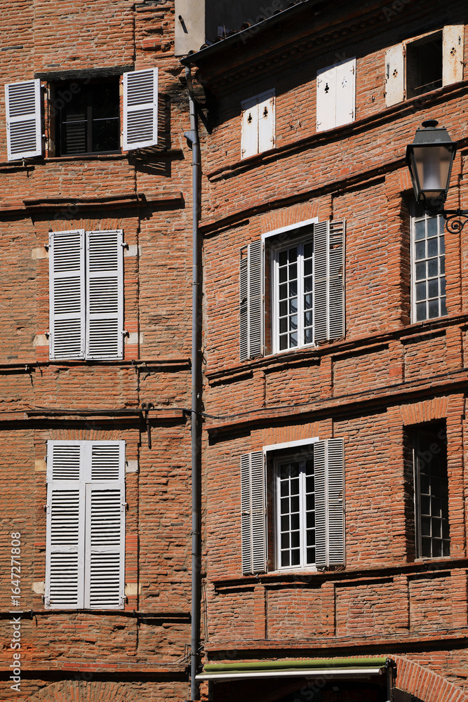Naklejka premium Red brick facades in Toulouse city (France)