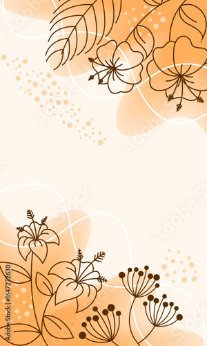  hand draw floral line in soft background