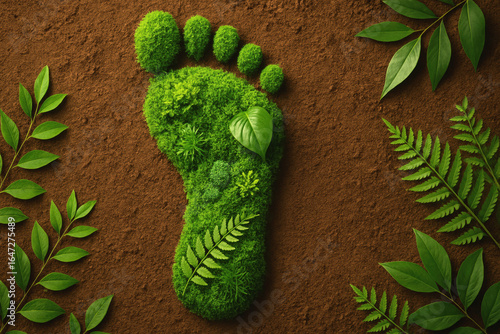 Menschlicher Fußabdruck aus pflanzen und Moos