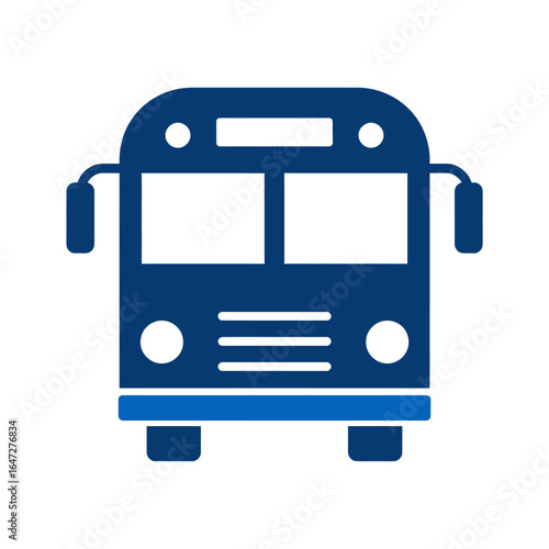 School Bus Icon Front View of a Public Transportation Vehicle in a Clean, Minimalist Design