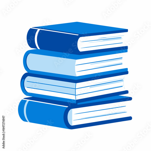 Stack of Blue Books Illustration of Knowledge and Learning