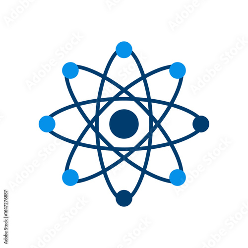 Atom Symbol Design with Orbiting Electrons - Depicting Science and Technology Concepts