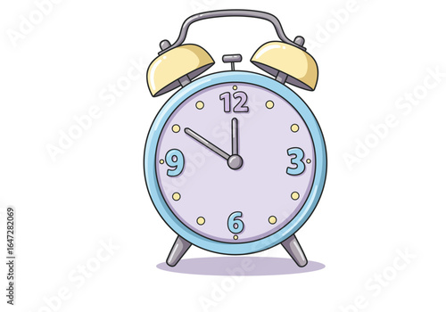 Cartoon Alarm Clock with Bells and Numbers