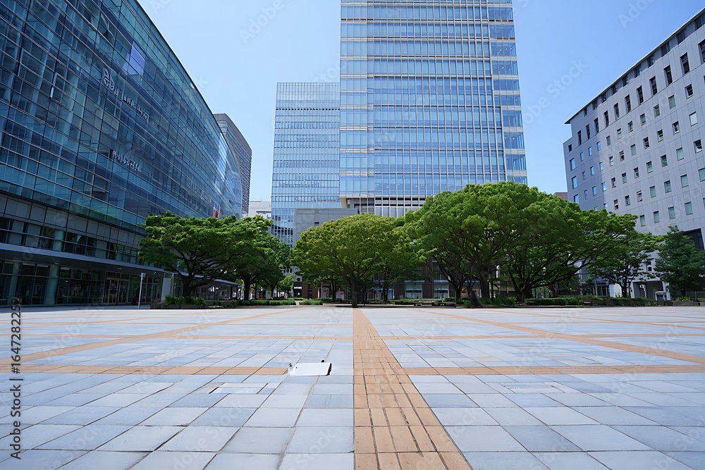 Fototapeta premium Modern Architecture and Green Spaces Create a Vibrant Urban Environment