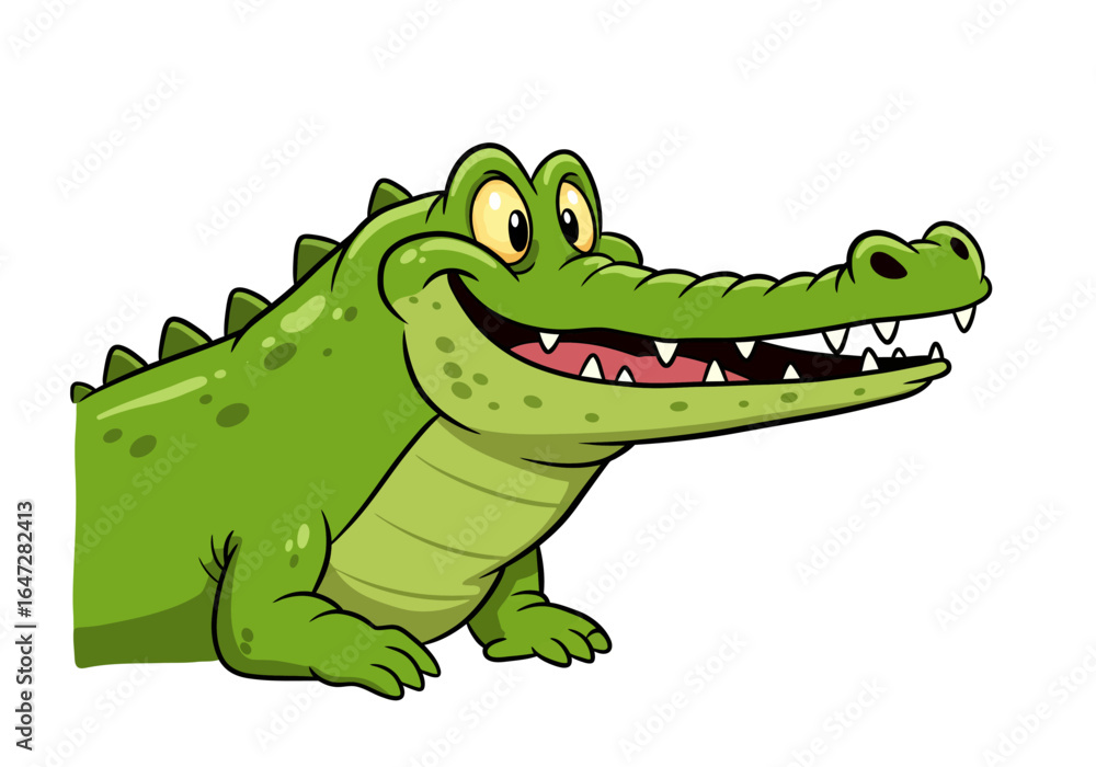 Fototapeta premium Cartoon Alligator with a Big Smile and Sharp Teeth
