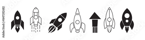 Rocket Icon Set – Startup, Space, Launch, Innovation Vector Design