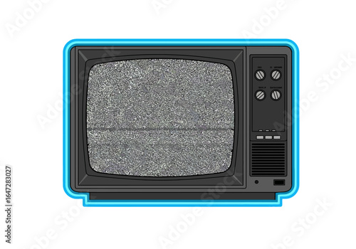 Vintage Television Set Displaying Static Noise