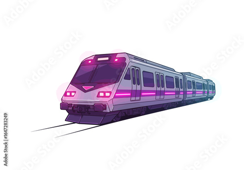 Modern Electric Train with Neon Accents Illustration