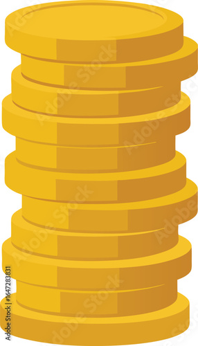stack of golden coins isolated on white Stack of Golden Coins Illustration on Transparent Background