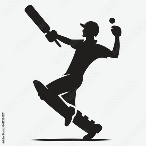 silhouette of a professional cricket player. cricketer icon